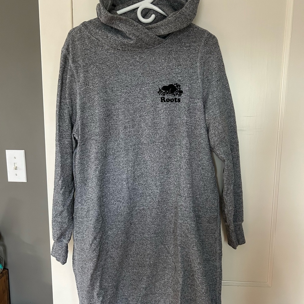 Roots Gray Hooded Sweatshirt Dress